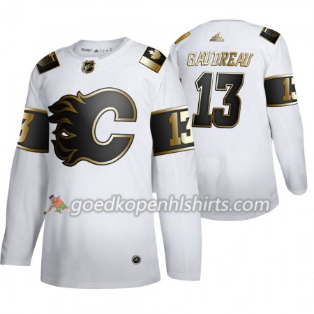 Calgary Flames Johnny Gaudreau 13 Adidas 2019-2020 Golden Edition Wit Authentic Shirt - Mannen